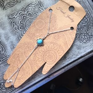 Hand Jewelry with turquoise colored stone & adjustable closure